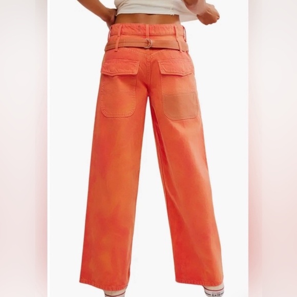 FREE PEOPLE We The Free Waterfall Baggy Wide Leg Jeans Oklahoma Sun Utility Pant - Picture 4 of 11